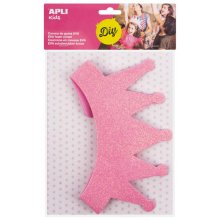 Apli Corona de Goma Eva Rosa con Purpurina - Cable Elastico Ajustable - Personalizable con Formas de Goma Eva, Fieltro, Pegatinas, Etc - Color Rosa (5 uds)