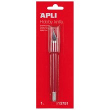 Apli Cuchillo Hobby de Precision - Longitud de la Hoja 3cm - Hoja de Acero Inoxidable - Mango Engomado - Incluye Cuchilla de Repuesto