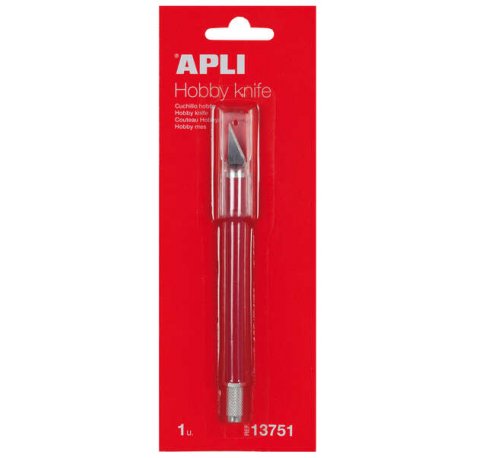 Apli Cuchillo Hobby de Precision - Longitud de la Hoja 3cm - Hoja de Acero Inoxidable - Mango Engomado - Incluye Cuchilla de Repuesto