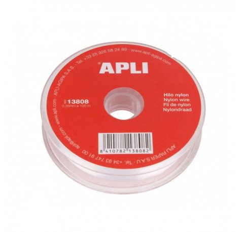 Apli Bobina de Cuerda de Nylon - Alta Calidad - Resistente y Duradero - Ideal para Bricolaje, Jardineria y Manualidades - Color Transparente