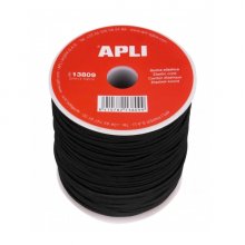 Apli Bobina de Cuerda Elastica - Duradera - Flexible - Facil de Cortar y Atar - Ideal para Manualidades - Color Negro