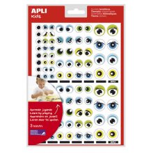 Apli Gomets Tematicos con Ojos - 312 Gomets - Identificacion de Emociones y Expresiones - Desarrollo de Habilidades Motoras - Adhesivo Removible - Adhesivo Base Agua - Libre de Disolventes - Color Azul y Verde (5 uds)
