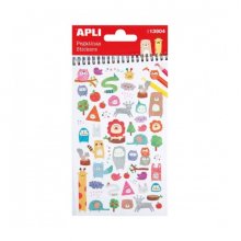 Apli Bolsa de Pegatinas de Animales - Acabado Mate - Adhesivo Permanente - Ideal para Scrapbooking y Decoracion - Fomenta Creatividad y Psicomotricidad Infantil