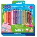 Staedtler Noris Junior Peppa Pig Pack de 12 Lapices de Colores Extragruesos + Sacapuntas - 3 en 1, Lapiz, Cera y Acuarelable - Colores Surtidos
