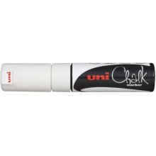 Uni-ball PWE-8K Marcador de Tiza Liquida - Punta Biselada 8mm - Borrado en Humedo - Resistente a la Lluvia - Color Blanco (6 uds)