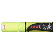 Uni-ball PWE-8K Marcador de Tiza Liquida - Punta Biselada 8mm - Borrado en Humedo - Resistente a la Lluvia y Exteriores - Color Amarillo (6 uds)