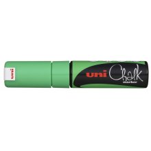 Uni-ball PWE-8K Marcador de Tiza Liquida - Punta Biselada 8mm - Borrado en Humedo - Resistente a la Lluvia - Color Verde (6 uds)