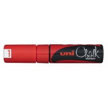 Uni-ball PWE-8K Marcador de Tiza Liquida - Punta Biselada 8mm - Borrado en Humedo - Resistente a la Lluvia - Color Rojo (6 uds)