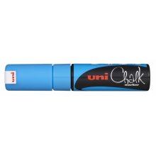 Uni-ball PWE-8K Marcador de Tiza Liquida - Punta Biselada 8mm - Borrado en Humedo - Resistente a la Lluvia - Color Azul Claro (6 uds)