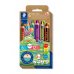 Staedtler Noris Junior Pack de 6 Lapices de Colores Extragruesos Duo + Sacapuntas - 3 en 1, Lapiz, Cera y Acuarelable - 2 Colores en cada Lapiz - Colores Surtidos