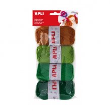 Apli Pack de 4 Ovillos de Lana Acrilica - Tonos Verdes Combinables - Flexibles y Resistentes - Lavables a Maquina - Ideal para Manualidades y Tejido - Colores Surtidos