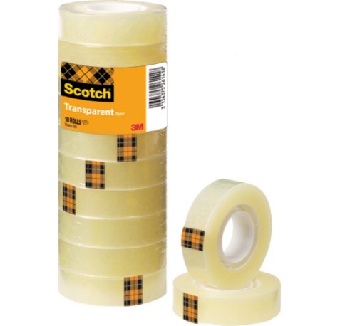 Scotch Pack de 10 Cintas Adhesivas 15mm x 33m - Color Transparente