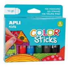 Apli Color Sticks Temperas Solidas - Pack de 6 Unidades de 10g - Acabado Satinado sin Necesidad de Barniz - Secado Rapido en Menos de 3 Minutos - Efecto Cera o Tempera Segun la Presion Ejercida Apli Color Sticks Temperas Solidas - Pack de 6 Unidades de 10g - Acabado Satinado sin Necesidad de Barniz - Secado Rapido en Menos de 3 Minutos - Efecto Cera o Tempera Segun la Presion Ejercida