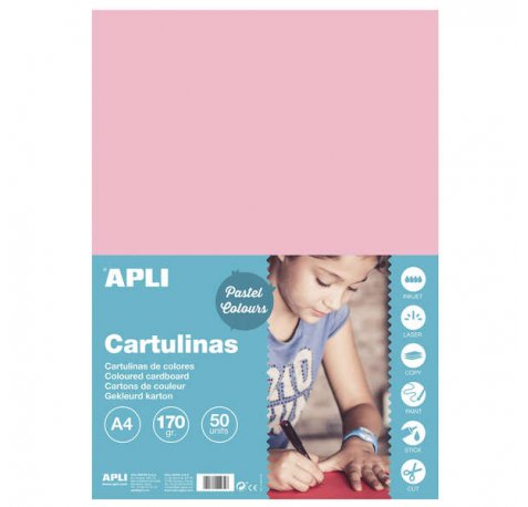 Apli Cartulina Rosa A4 170g 50 Hojas
