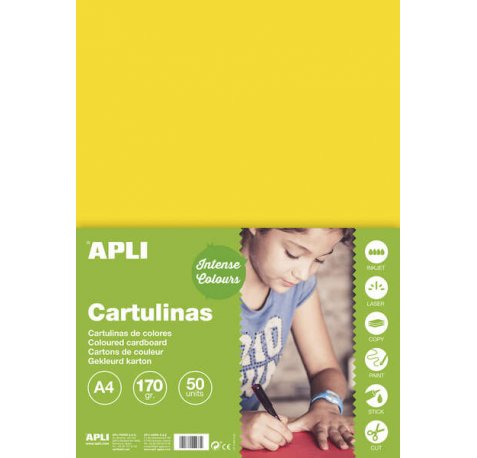 Apli Cartulina Amarilla A4 170g 50 Hojas
