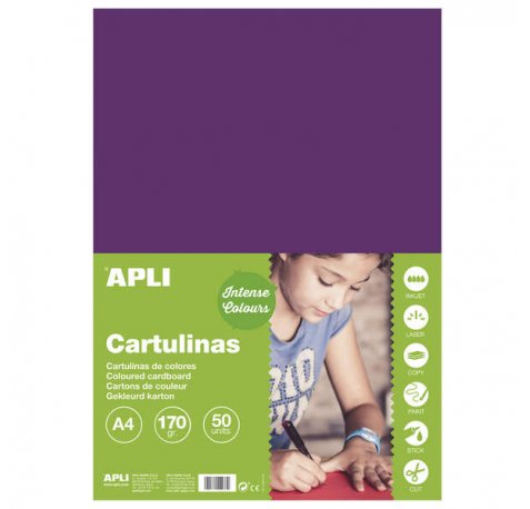 Apli Cartulina Morada A4 170g 50 Hojas