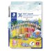 Staedtler Noris Aquarell Pack de 36 Lapices Hexagonales de Colores + Pincel - Refuerzo de Mina para Mayor Resistencia a la Rotura - Madera de Bosques Sostenibles - Colores Surtidos