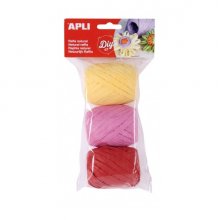 Apli Pack de 3 Ovillos de Rafia Natural Tonos Candy - Ideal para Manualidades y Decoraciones - Colores Surtidos