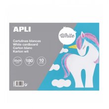 Apli Bloc de Cartulinas - 170gr - 10 Hojas - Ideal para Manualidades, Lettering, Scrapbooking, Papiroflexia - Libre de Acidos - Uso Escolar - Color Blanco