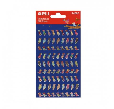 Apli Bolsa de Pegatinas de Pajaros - Acabado Brillante - Adhesivo Permanente - Ideal para Scrapbooking y Decoracion - Estimula Creatividad y Psicomotricidad Infantil