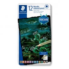 Staedtler 146M Caja Metalica con 12 Lapices de Colores Efecto Metalico - Mina Suave - Colores Surtidos