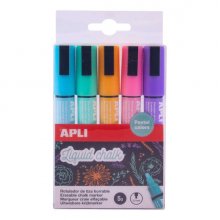 Apli Rotuladores de Tiza Liquida - Punta Redonda de 5.5mm - Colores Tierra Pastel - Ideal para Pizarras y Superficies No Porosas - Facil de Borrar - Secado Rapido y Uso Sencillo - Base Agua Libre de Toxicos