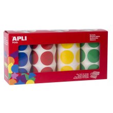 Apli Gomets Redondos Ø 33mm - Pack de 4 Rollos con 2832 Gomets - Adhesivo Permanente - Ideal para Desarrollar Habilidades en Guarderias