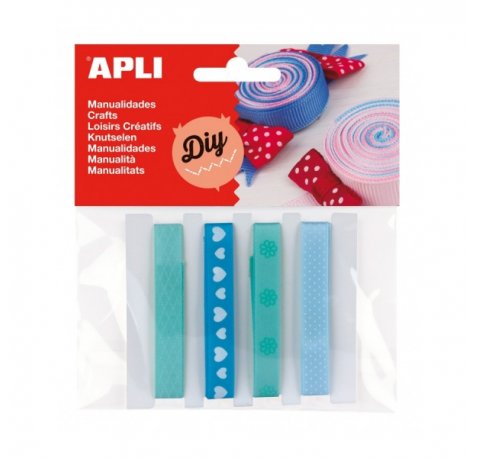 Apli Pack de 4 Cintas de Tela - Ideal para Manualidades - Scrapbooking - Envolver Regalos - Decoraciones para Eventos - Versatiles y Creativas - Color Azul