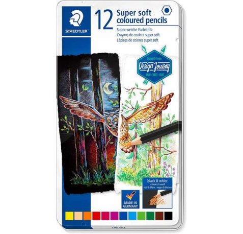 Staedtler Super Soft 149C Pack de 12 Lapices de Colores - Mina Extra Suave - Colores Surtidos