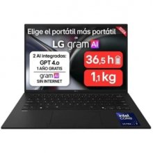 LG Gram 14ZD90U-G.AX85BN Portatil 14" Intel Core Ultra 7 355H - 32GB DDR5 - 512GB SSD - Color Negro - Teclado QWERTY (ES)