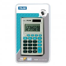 Milan Calculadora de Bolsillo 8 Digitos - 3 Teclas de Memoria y Raiz Cuadrada - Apagado Automatico - Incluye Funda - Color Gris y Azul Milan Calculadora de Bolsillo 8 Digitos - 3 Teclas de Memoria y Raiz Cuadrada - Apagado Automatico - Incluye Funda - Color Gris y Azul