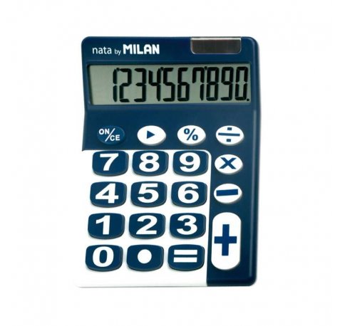 Milan Calculadora de Sobremesa 10 Digitos - Teclas Grandes - Apagado Automatico - Color Azul y Blanco