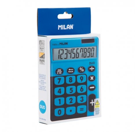 Milan Duo Calculadora de Sobremesa - 10 Digitos - Embalaje de Carton - Color Azul