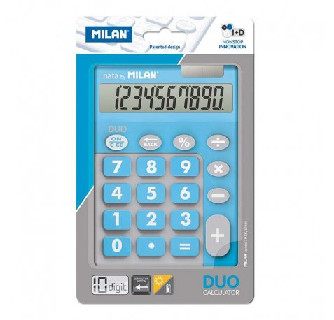 Milan Calculadora 10 Digitos Duo - Calculadora de Sobremesa - Teclas Grandes - Tecla Rectificacion Entrada de Datos - Color Azul