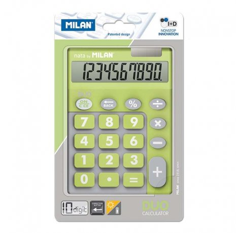 Milan Calculadora 10 Digitos Duo - Calculadora de Sobremesa - Teclas Grandes - Tecla Rectificacion Entrada de Datos - Color Verde