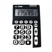 Milan Calculadora de 12 Digitos Extra Grande - Tecla de Rectificacion de Entrada de Datos - Color Negro y Blanco Milan Calculadora de 12 Digitos Extra Grande - Tecla de Rectificacion de Entrada de Datos - Color Negro y Blanco