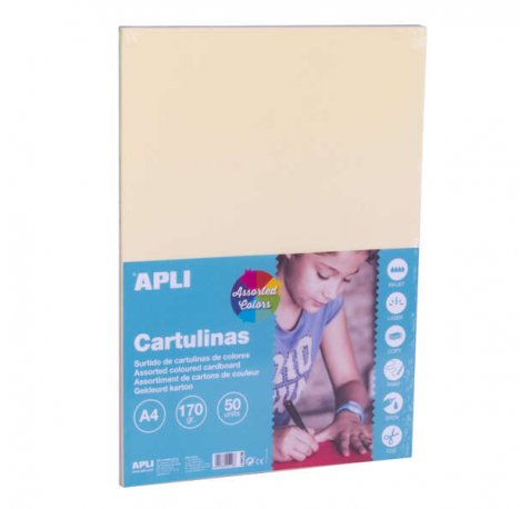 Apli Cartulinas Surtido Pastel A4 170g 50 Hojas