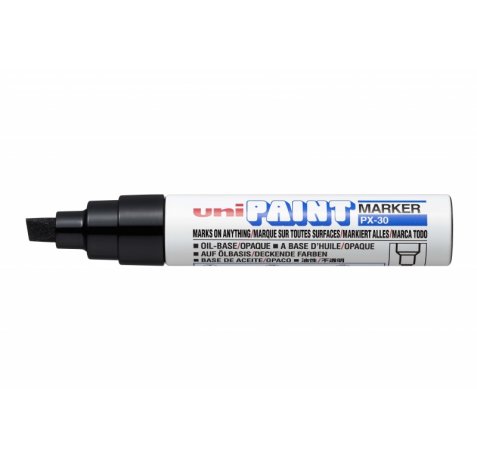 Uni-ball PX-30 Marcador de Pintura - Punta Biselada Acrilica 4-8.5mm - Permanente en Todas las Superficies - Resistente a Luz y Agua - Color Negro (6 uds)