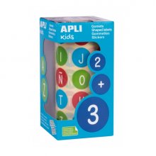 Apli Rollo de Gomets Redondos ABC - Adhesivo Removible - 900 Gomets - Fomenta Aprendizaje - Adhesivo Base Agua - Libre de Disolventes