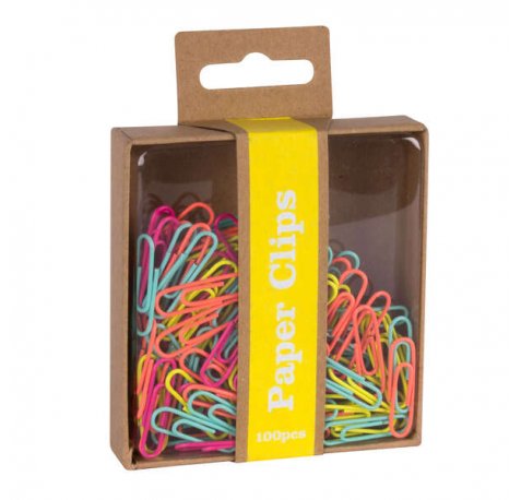 Apli Fluor Collection Clips - 100 Unidades - Colores Fucsia, Amarillo, Naranja y Turquesa - Caja de Carton Kraft con Eurohole - Recambio para Expositor Ref 15146
