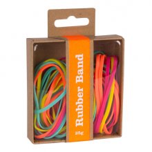Apli Fluor Collection Gomas Elasticas - 25gr - Caja Kraft con Eurohole - Colores Fluorescentes: Fucsia, Amarillo, Naranja y Turquesa - Pack de Recambio para Expositor Ref 15146