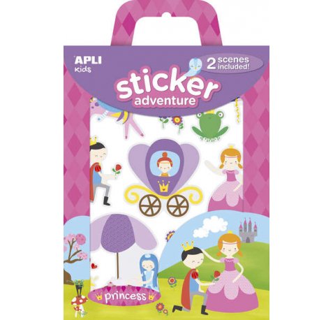 Apli Juego de Pegatinas de Papel Princesas - 2 Escenarios 45x20cm - 39 Gomets Removibles - Formato Reducido con Cajita Asa - Ideal para Niños a Partir de 3 Años - Tematica Princesas (2 uds)