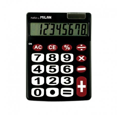 Milan Calculadora de Sobremesa - 10 Digitos - Teclas Grandes - Tecla Rectificacion Entrada de Datos - Color Negro