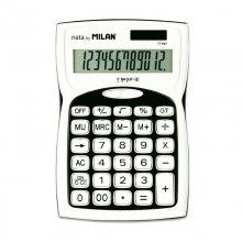 Milan Calculadoras de 12 Digitos - 3 Teclas de Memoria - Raiz Cuadrada - Calculo de Margenes - Tecla de Apagado - Color Blanco y Negro Milan Calculadoras de 12 Digitos - 3 Teclas de Memoria - Raiz Cuadrada - Calculo de Margenes - Tecla de Apagado - Color Blanco y Negro