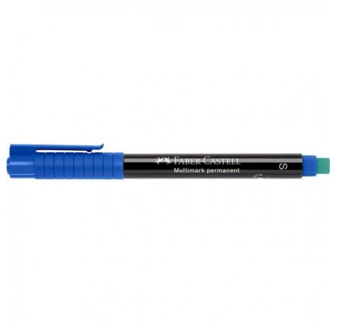 Faber-Castell Multimark Rotulador Permanente - Ancho de Trazo 1mm - Goma de Borrar Integrada - Resistente a la Luz y al Agua - Color Azul