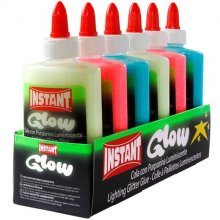 Instant Glow Cola Luminiscente 147ml - Apto para Uso Infantil y/o Domestico - Sin Disolventes - 3 Colores Surtidos Luminiscentes (6 uds)