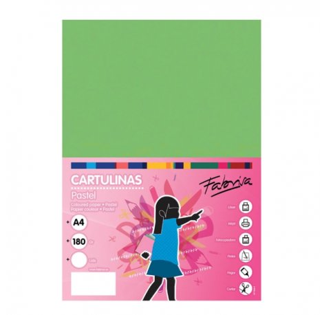 Fabrisa Pack de 50 Cartulinas 180 g/m² - Tamaño A4 - Color Verde