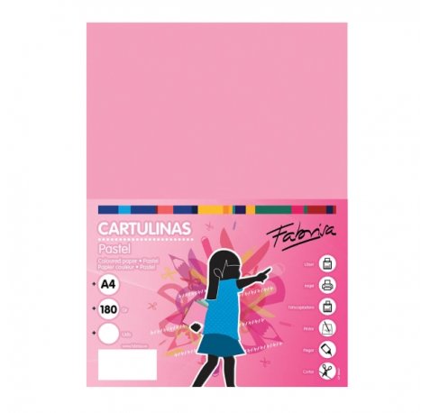 Fabrisa Pack de 50 Cartulinas 180 g/m² - Tamaño A4 - Color Rosa