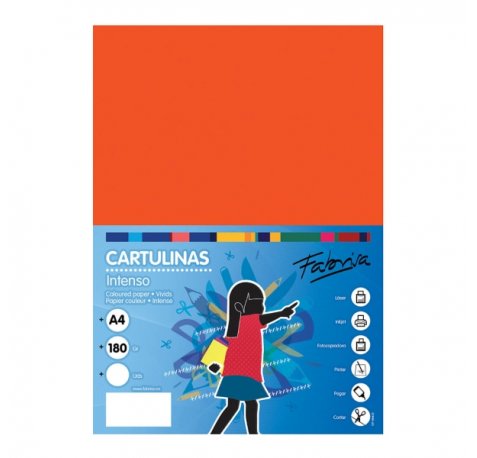 Fabrisa Pack de 50 Cartulinas 180 g/m² - Tamaño A4 - Color Naranja