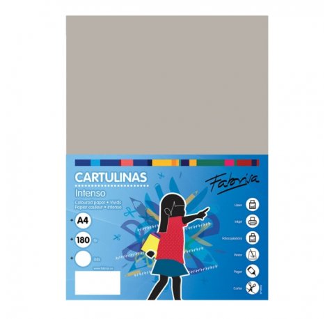 Fabrisa Pack de 50 Cartulinas 180 g/m² - Tamaño A4 - Color Gris
